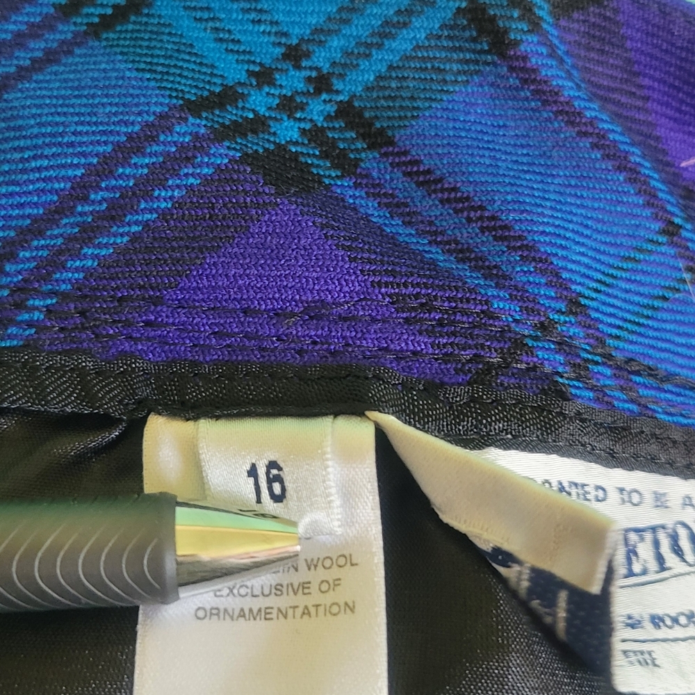 Vintage Petite Pendleton Blue & Purple Pleated Pencil Skirt - Picture 6 of 6